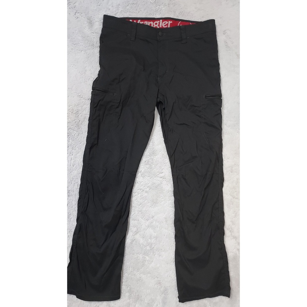 Wrangler Pants Mens 33x30 Outdoor Cargo Stretch Performance Black Elastic Waist
